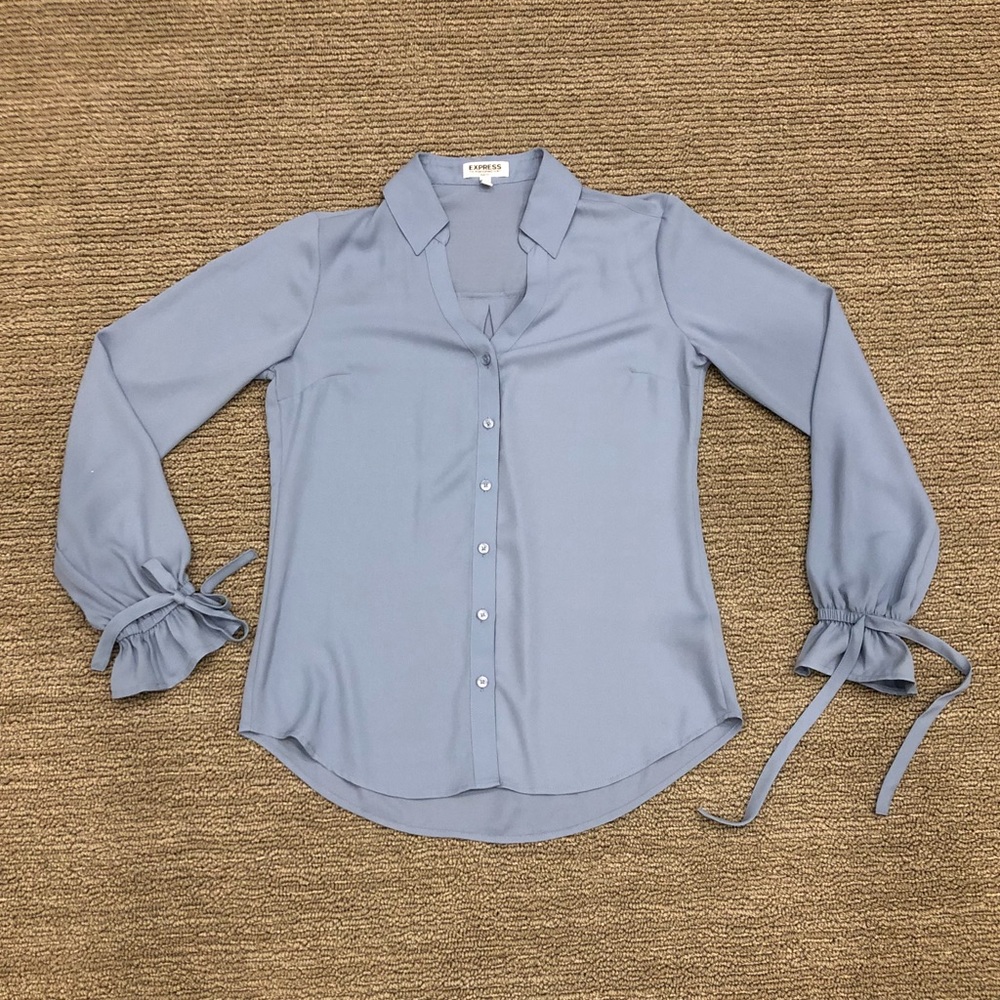 Blue button up blouse